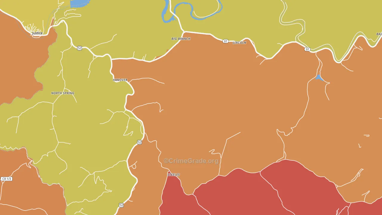 Hanover, WV Map of Theft Rates