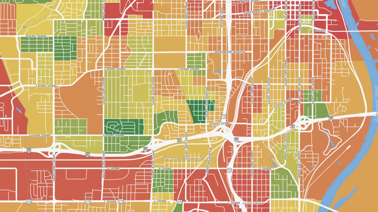 Hanscom Park, Omaha, NE Map of Theft Rates