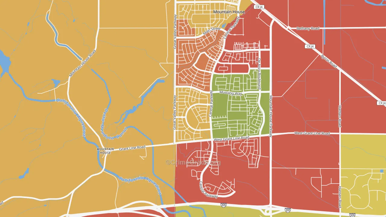 Hansen, Mountain House, CA Map of Theft Rates