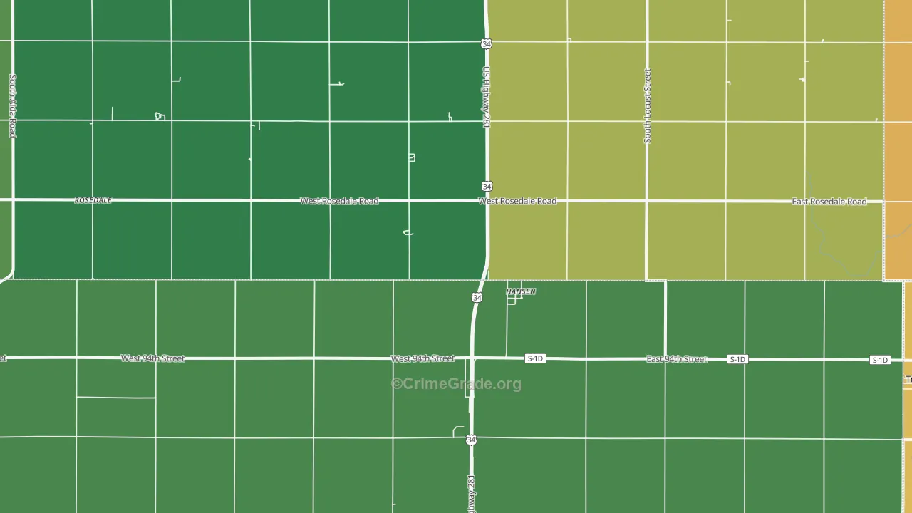 Hansen, NE Map of Theft Rates