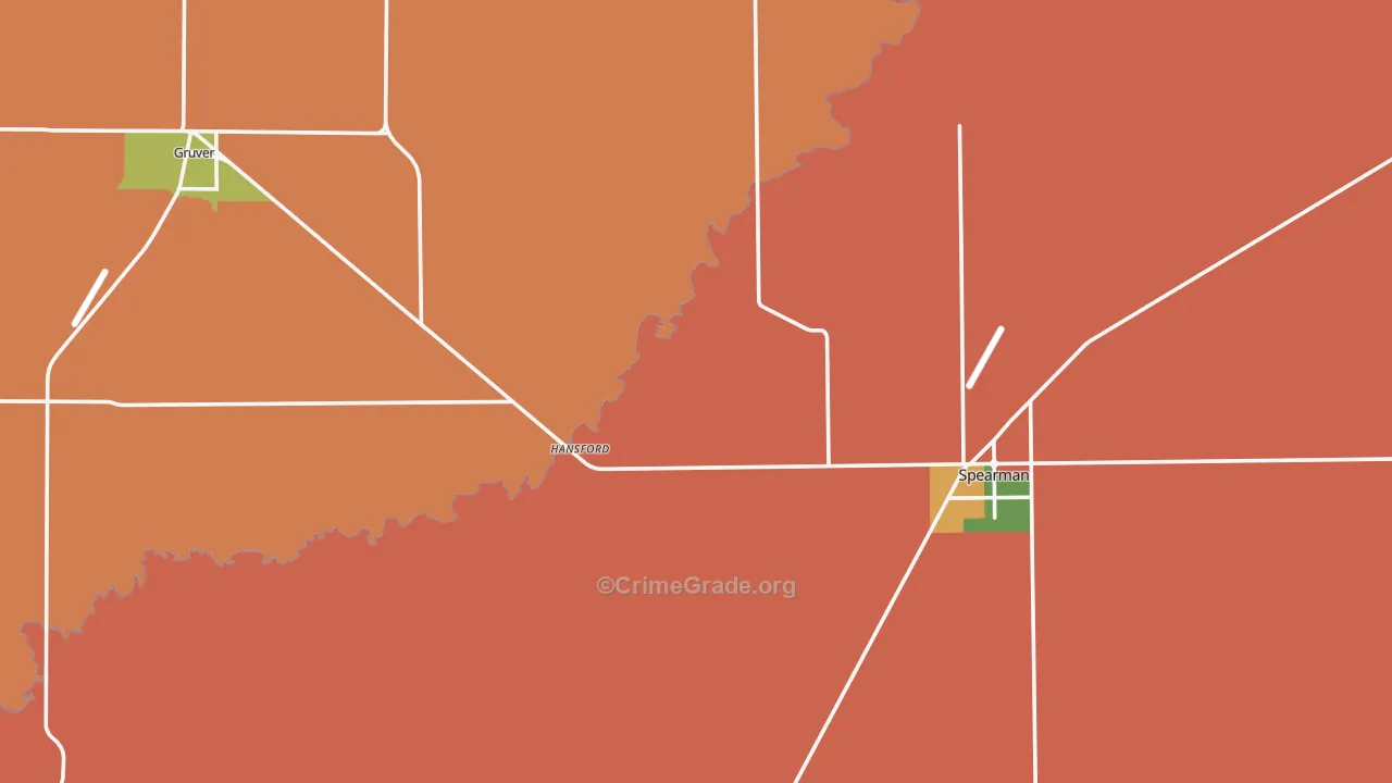 Hansford County, TX Map of Theft Rates