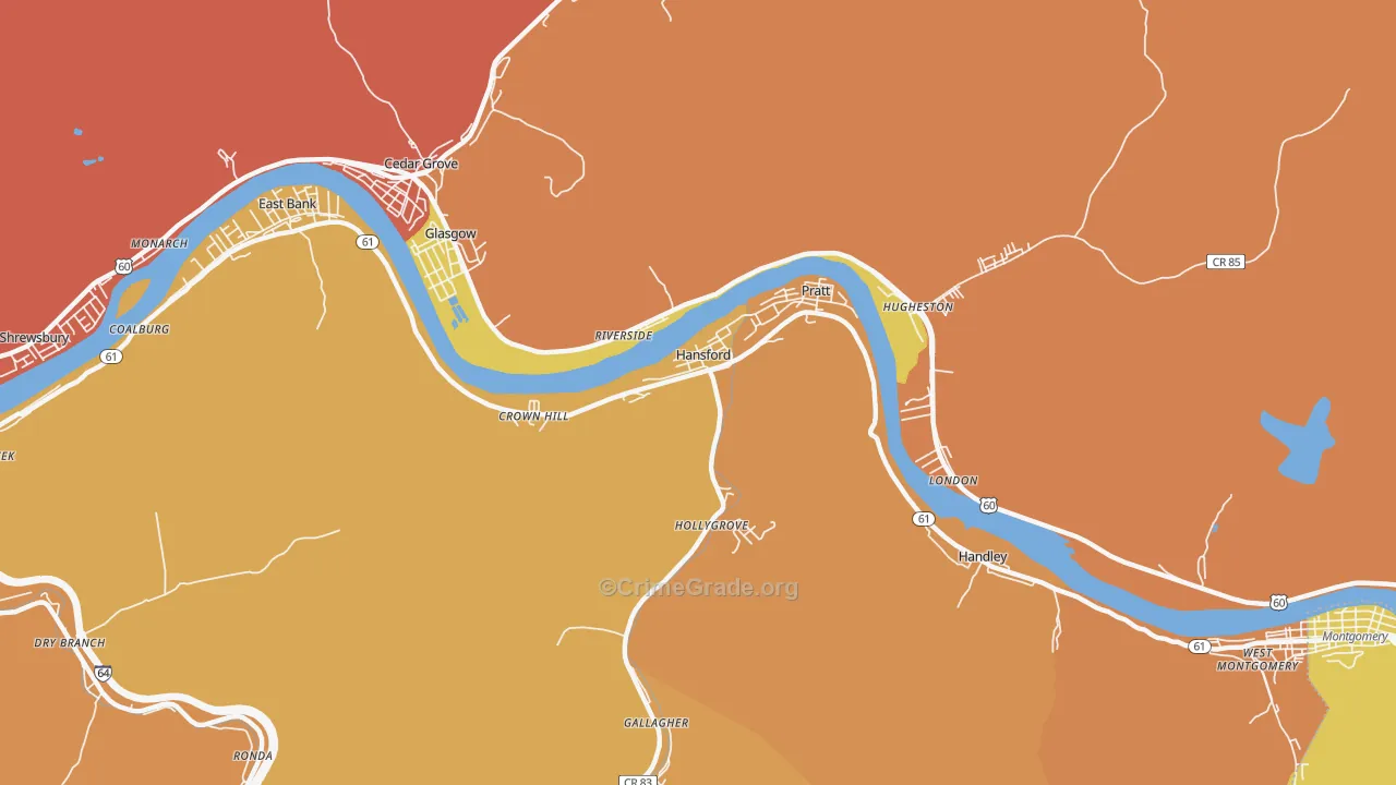 Hansford, WV Map of Theft Rates