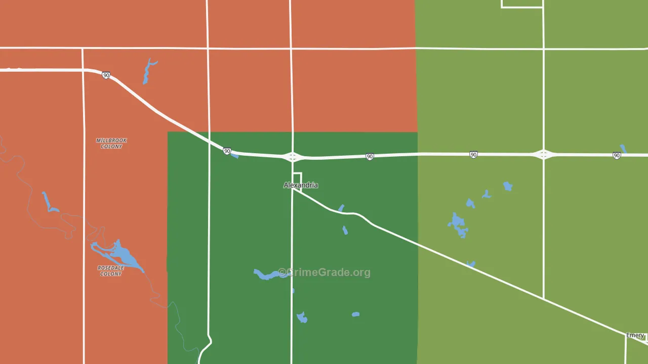 Hanson County, SD Map of Theft Rates
