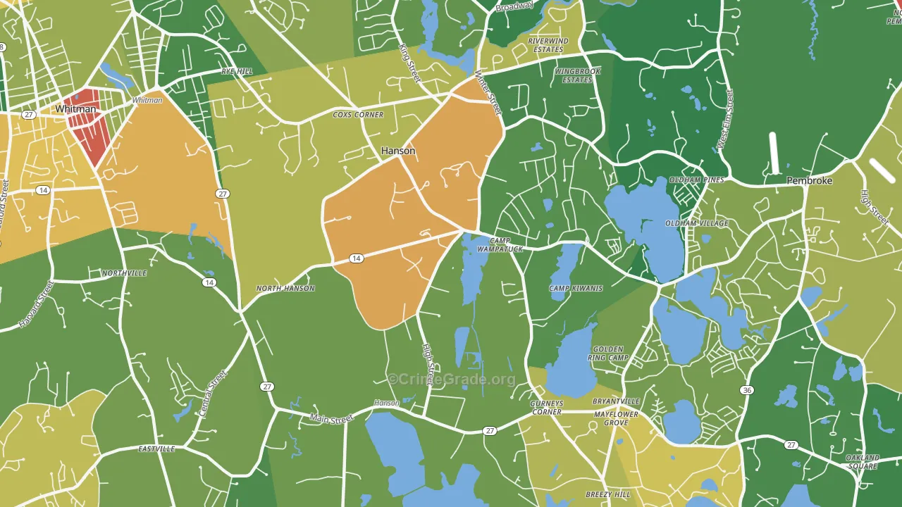 Hanson, MA Map of Theft Rates