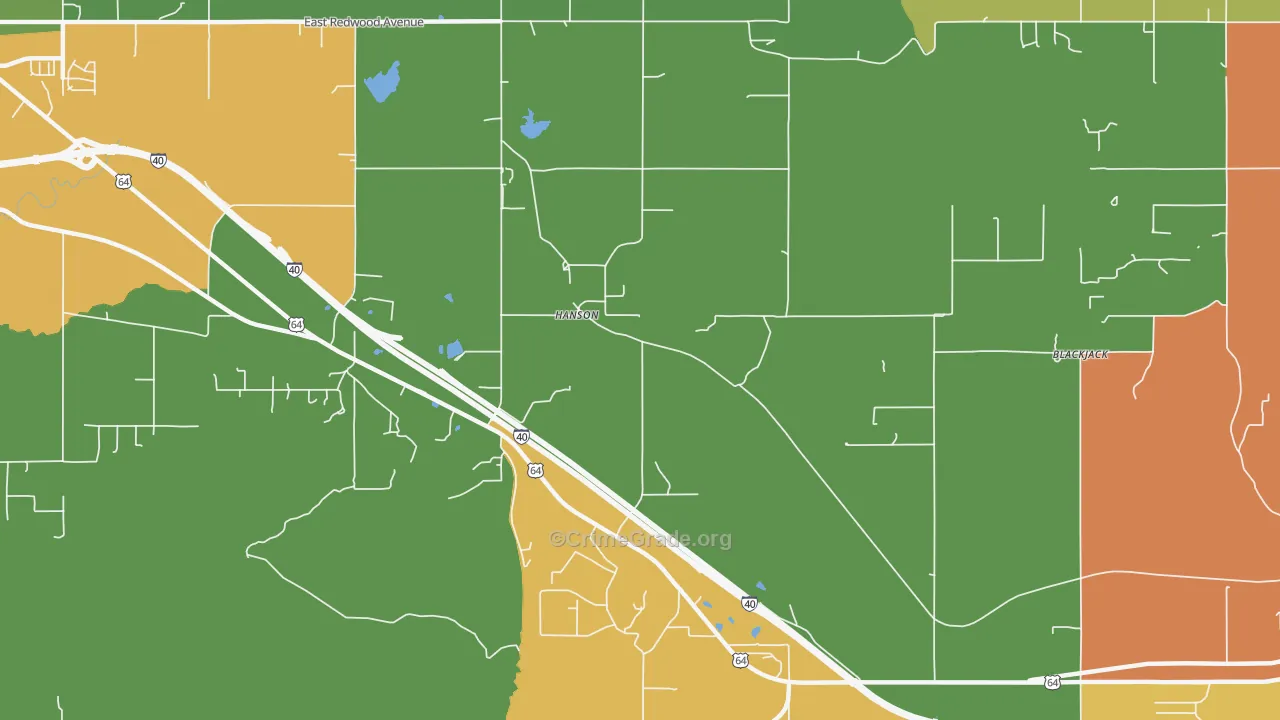 Hanson, OK Map of Theft Rates