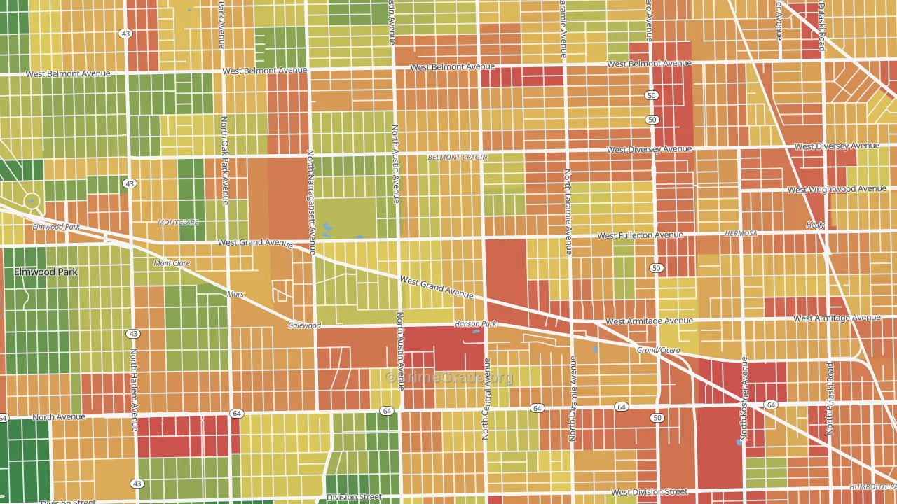Hanson Park, Chicago, IL Map of Theft Rates