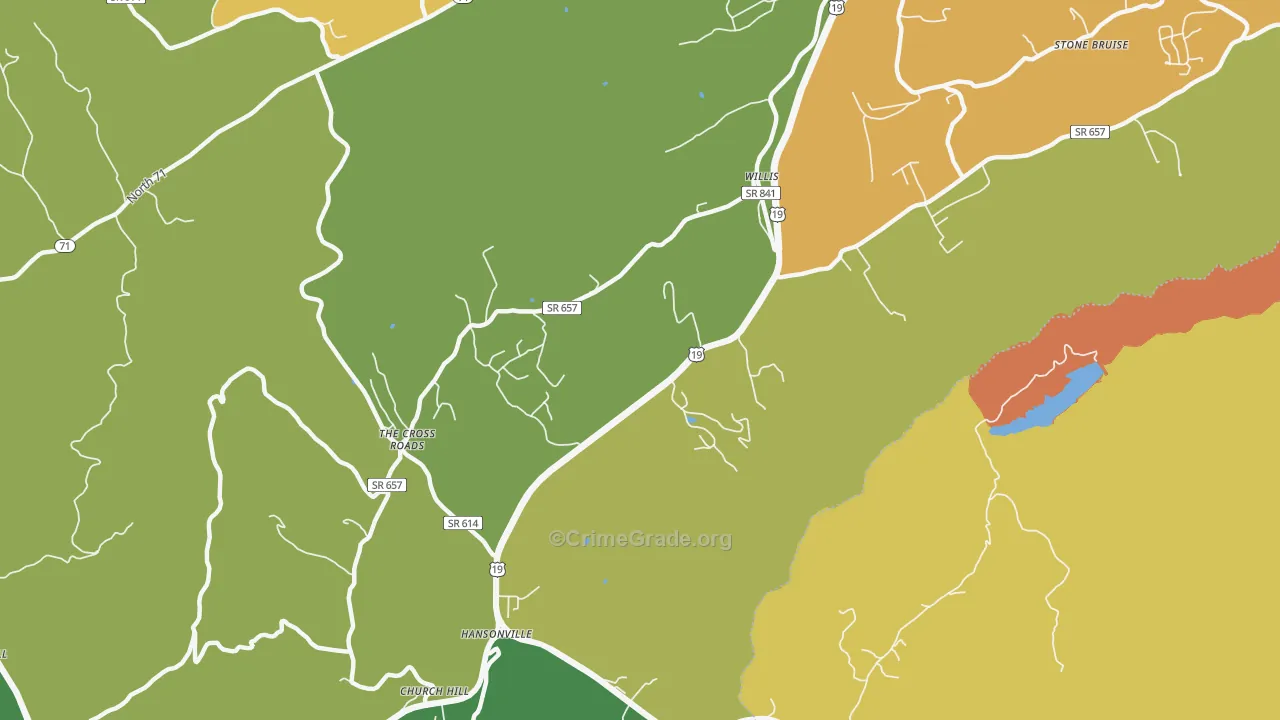 Hansonville, VA Map of Theft Rates