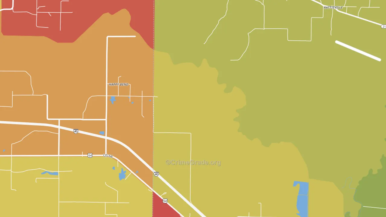 Happy Bend, AR Map of Theft Rates