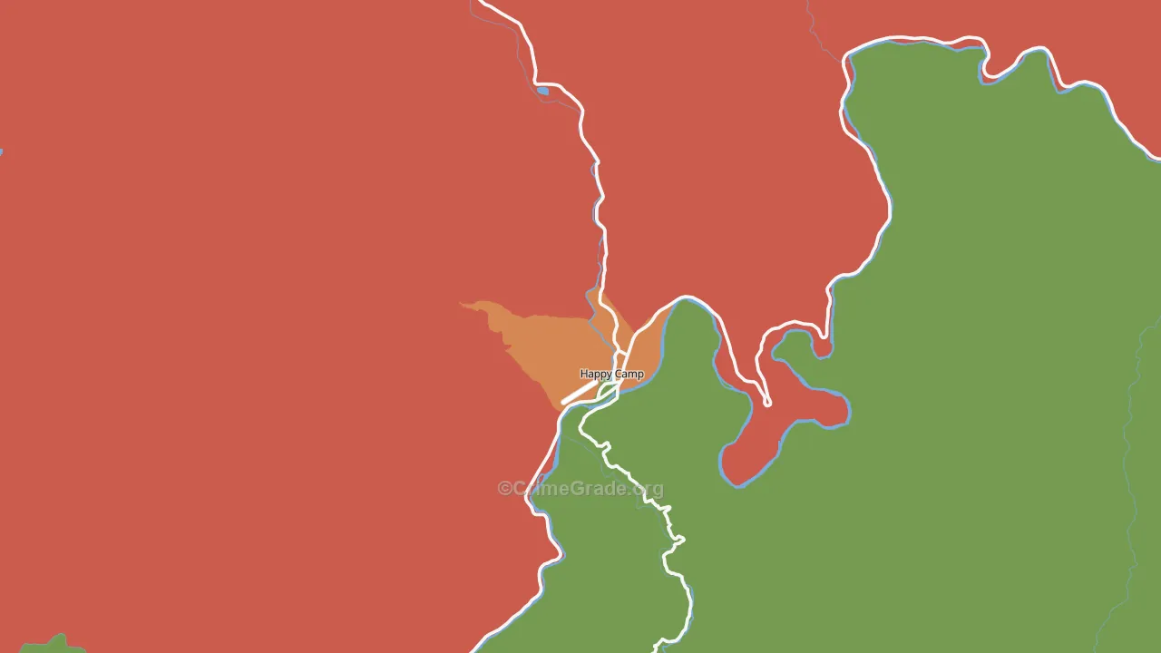 Happy Camp, CA Map of Theft Rates