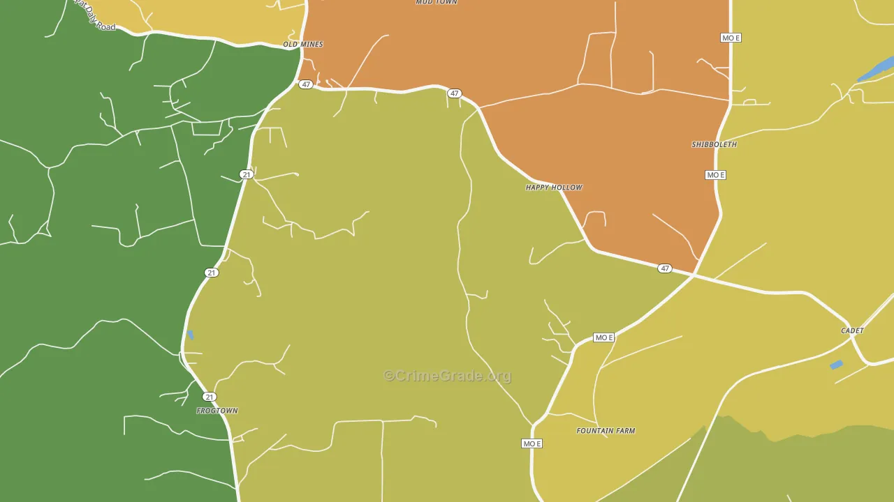 Happy Hollow, MO Map of Theft Rates