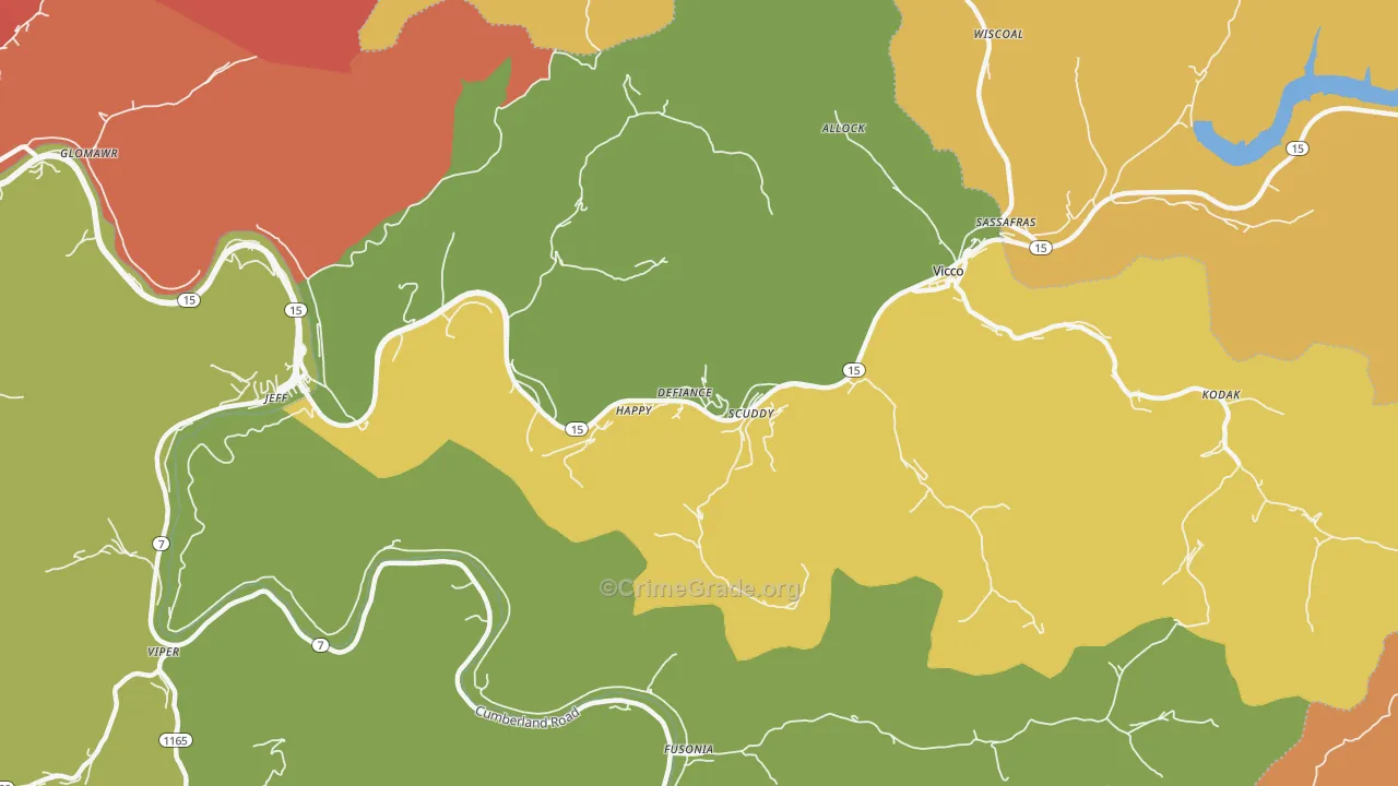 Happy, KY Map of Theft Rates
