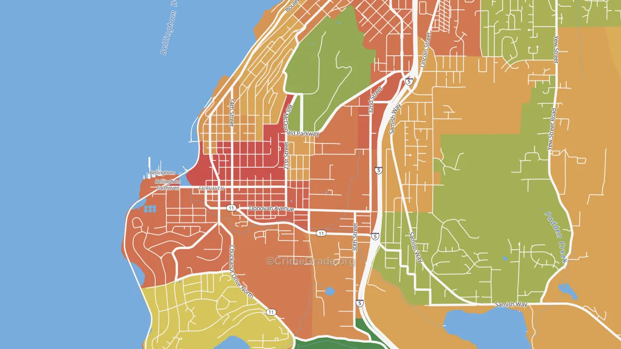 Happy Valley, Bellingham, WA Map of Theft Rates