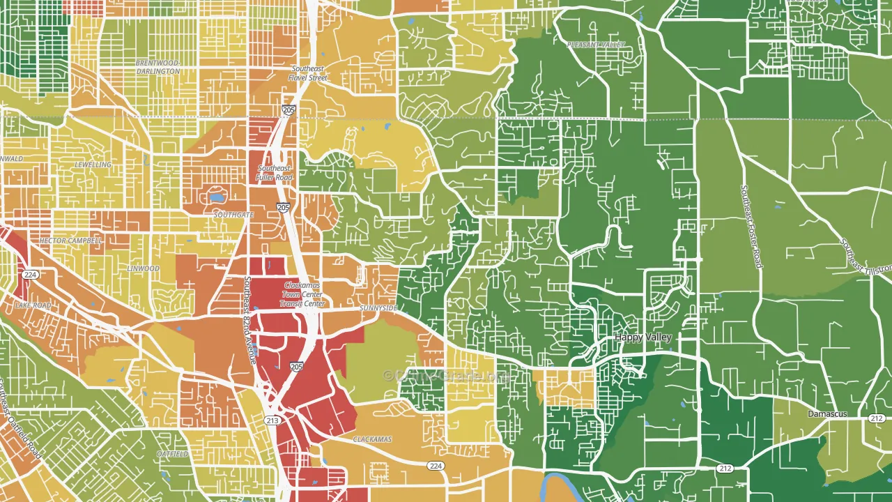 Happy Valley, OR Map of Theft Rates