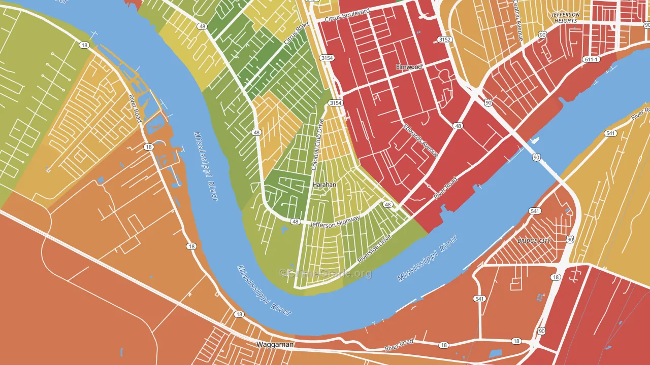 Harahan, LA Map of Theft Rates