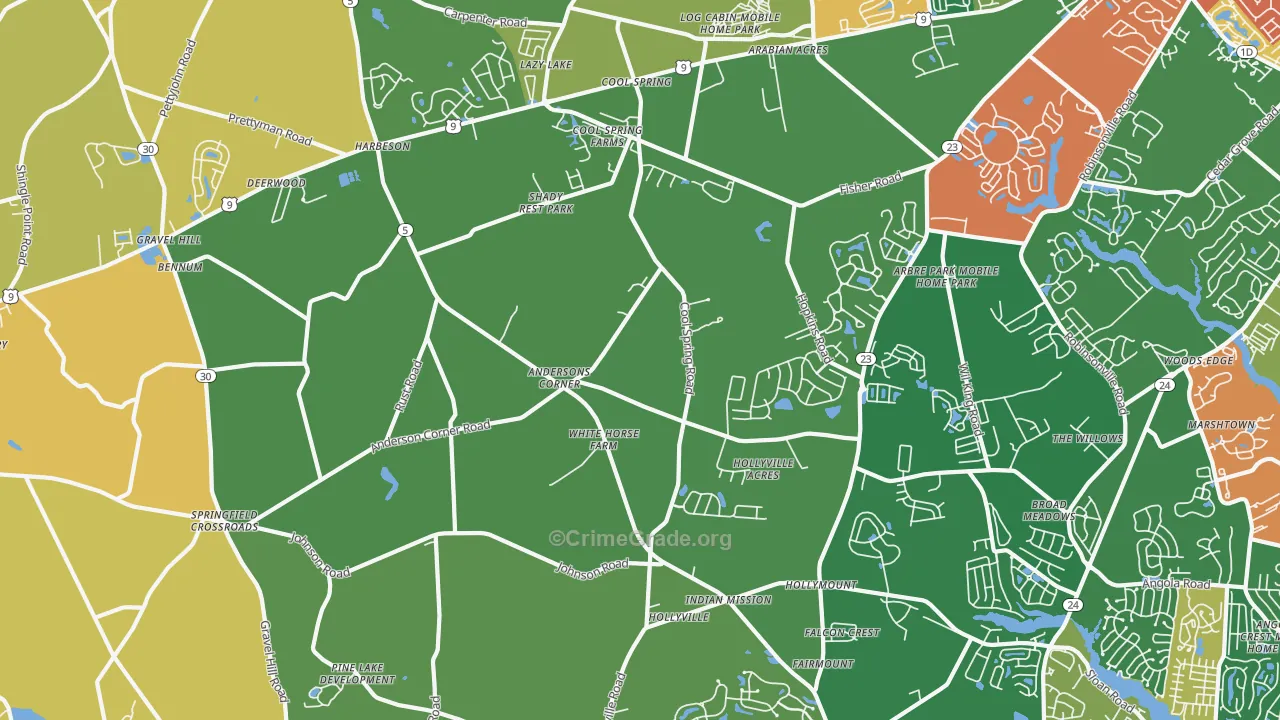 Harbeson, DE Map of Theft Rates