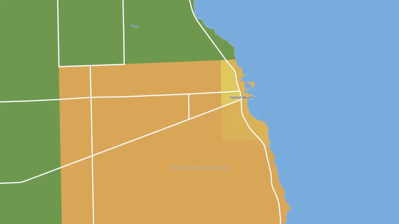 Harbor Beach, MI Map of Theft Rates