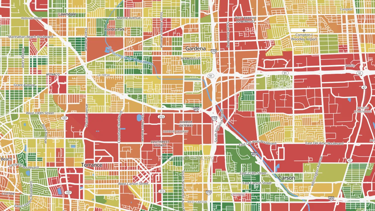 Harbor Gateway, Torrance, CA Map of Theft Rates