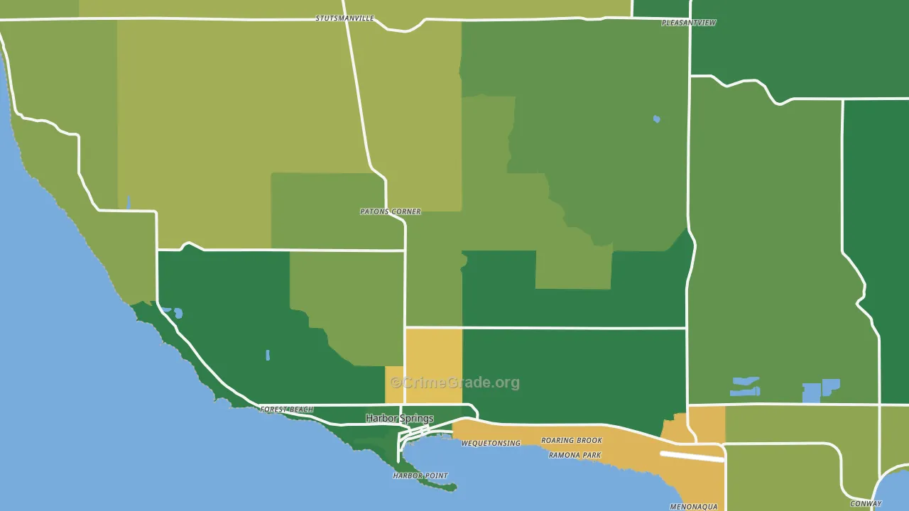 Harbor Springs, MI Map of Theft Rates