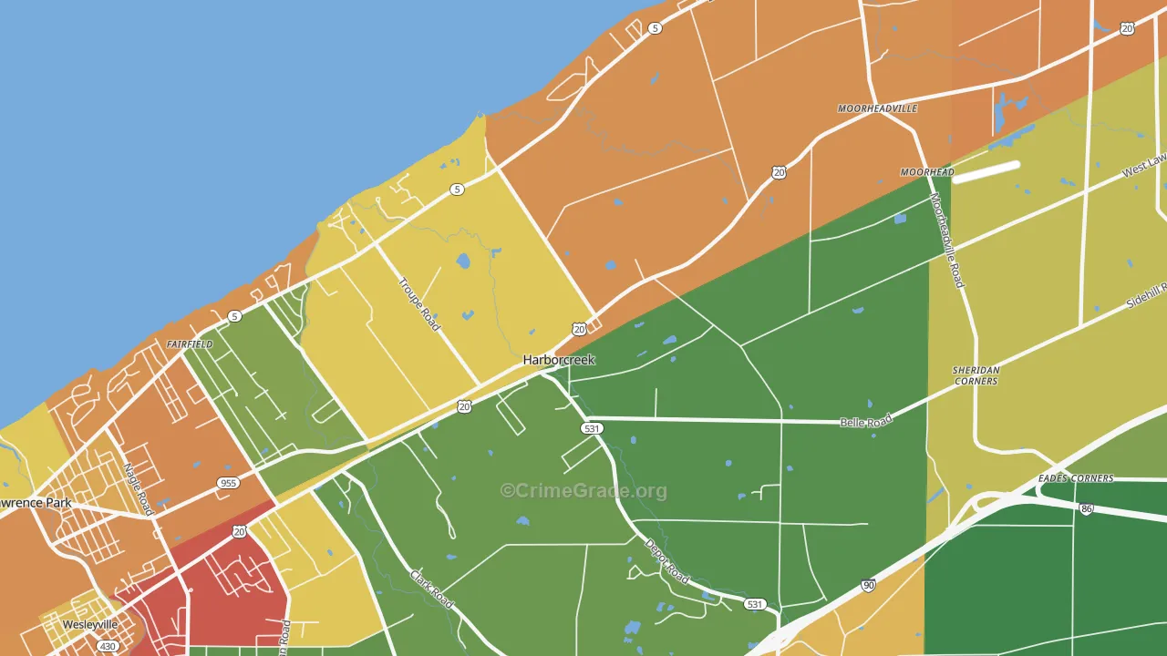 Harborcreek, PA Map of Theft Rates