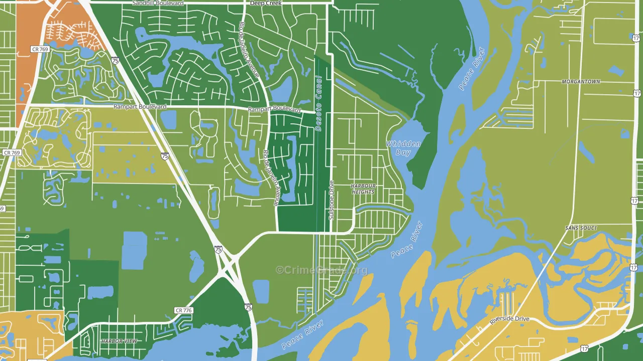 Harbour Heights, FL Map of Theft Rates