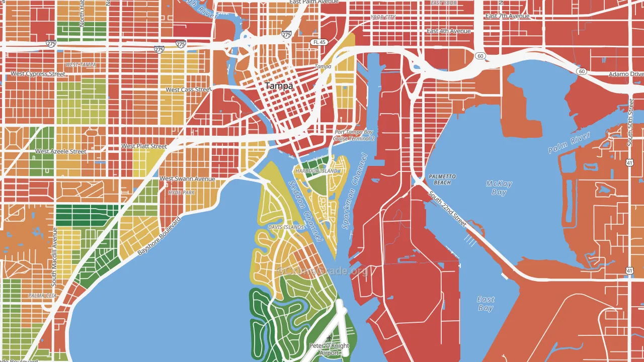 Harbour Island, Tampa, FL Map of Theft Rates