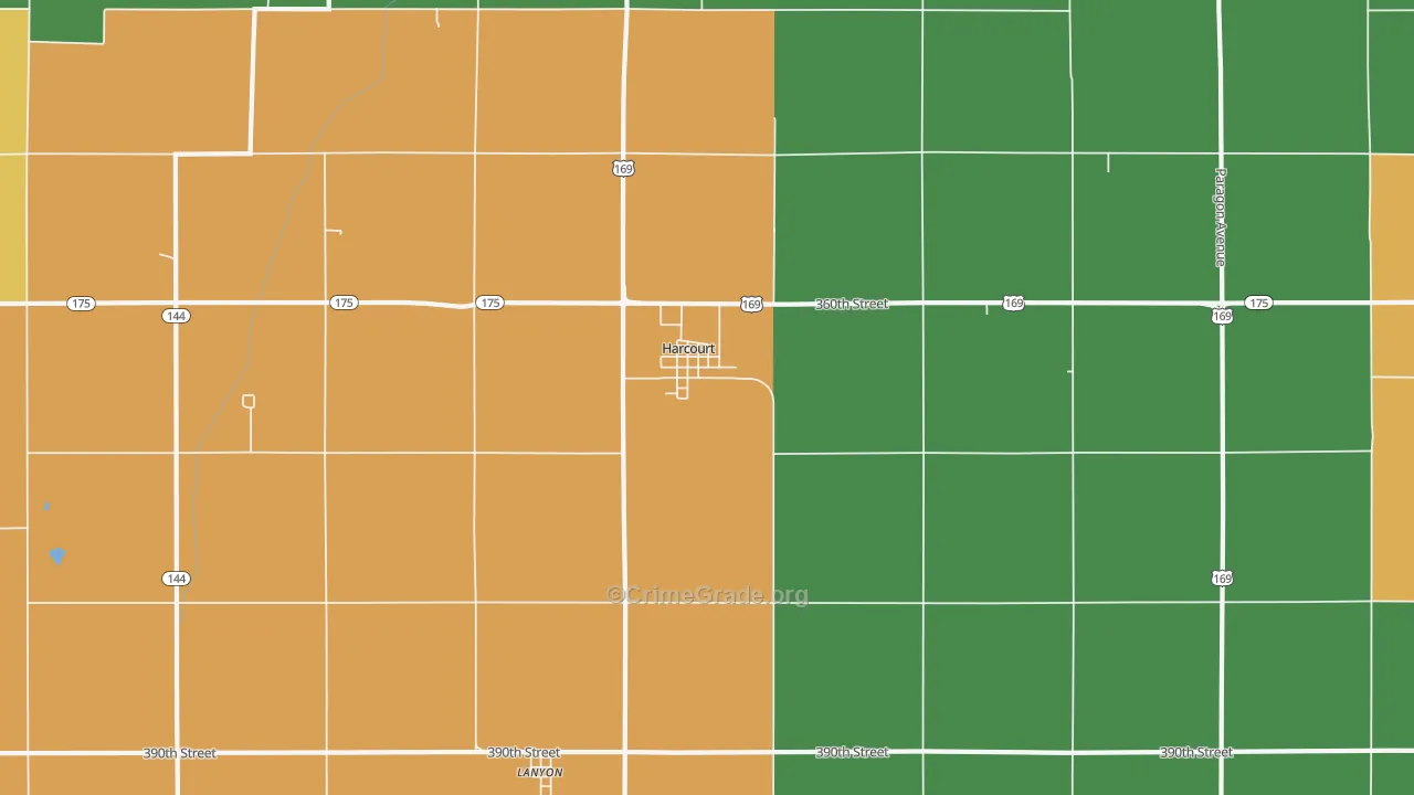 Harcourt, IA Map of Theft Rates