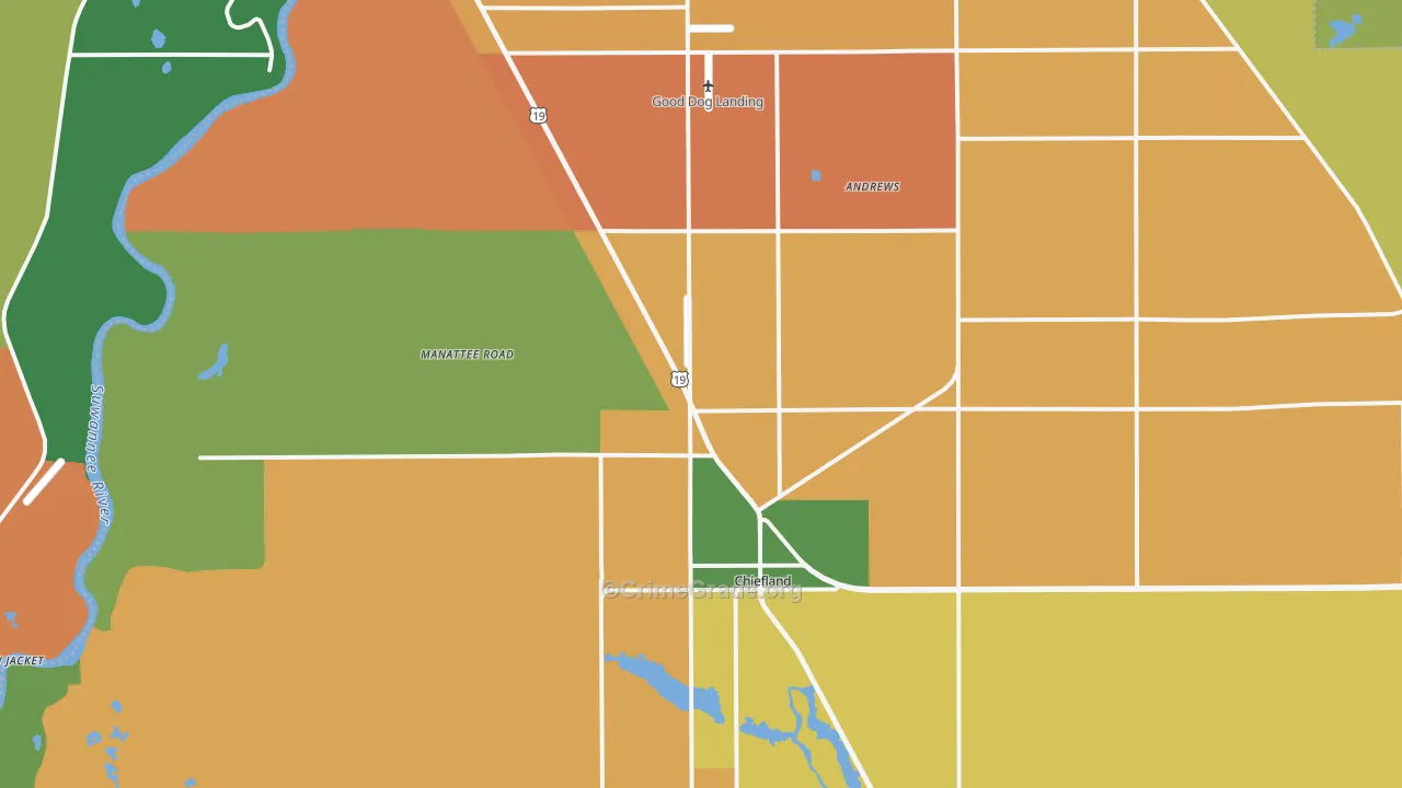 Hardeetown, FL Map of Theft Rates