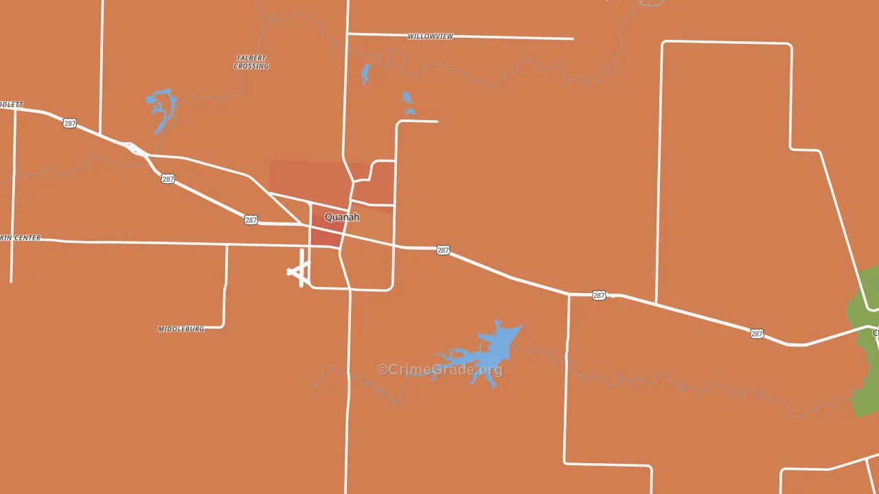 Hardeman County, TX Map of Theft Rates