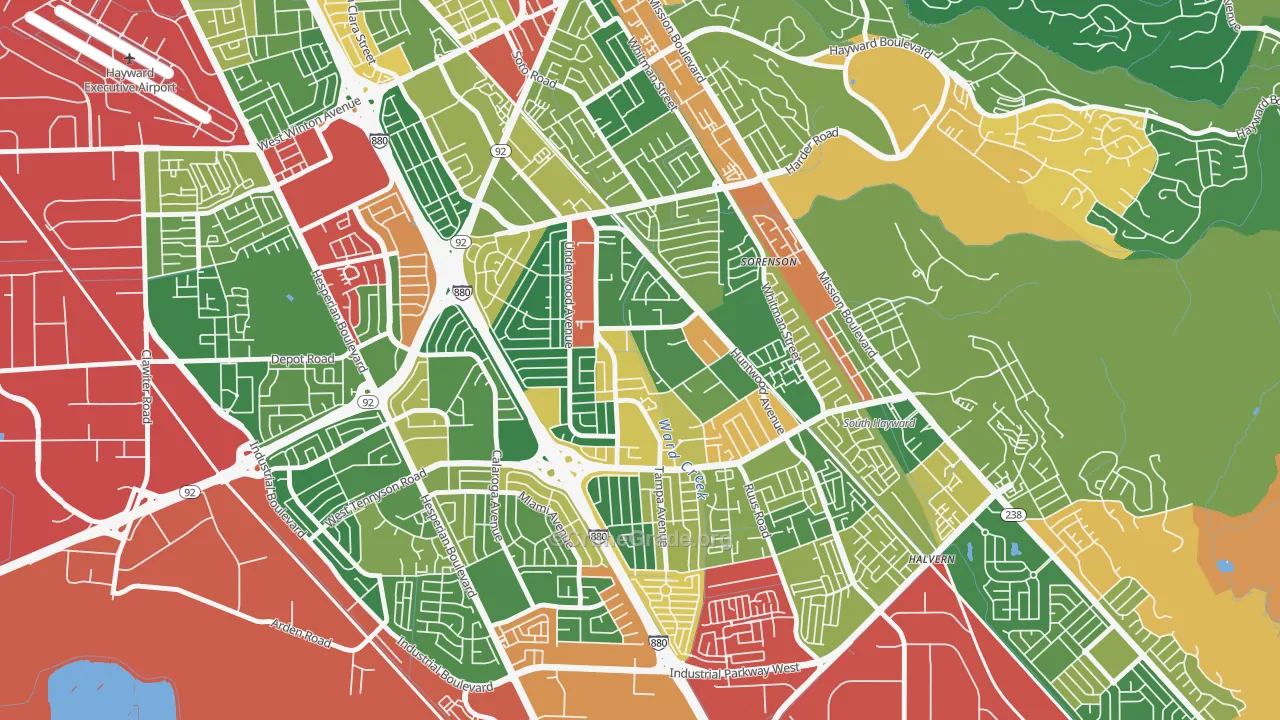 Harder-Tennyson, Hayward, CA Map of Theft Rates
