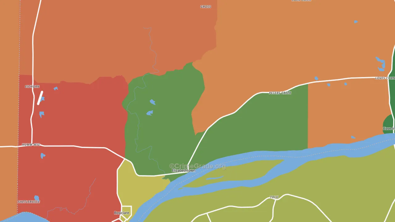 Hardin County, IL Map of Theft Rates