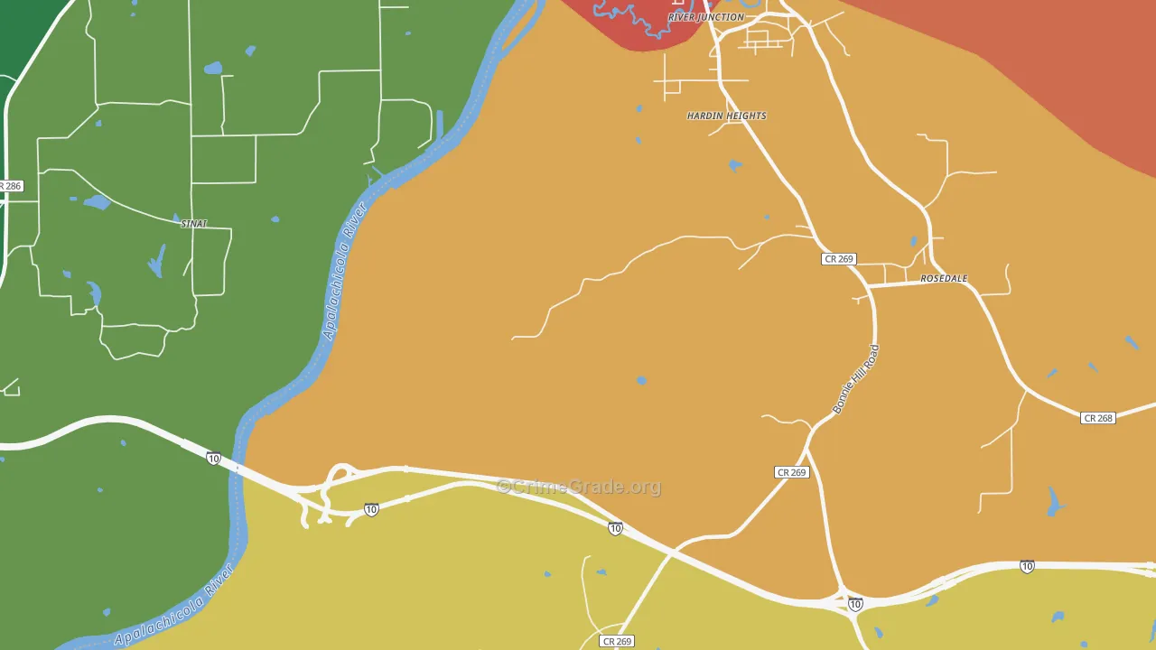 Hardin Heights, FL Map of Theft Rates