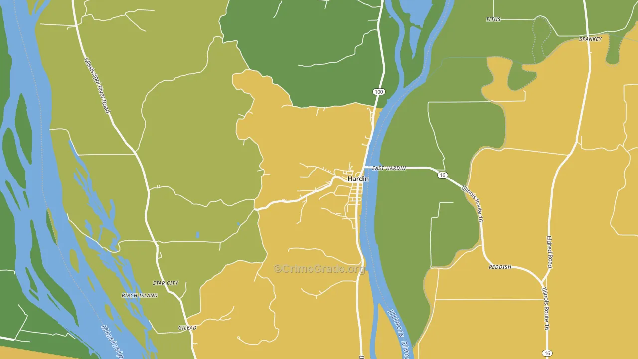 Hardin, IL Map of Theft Rates