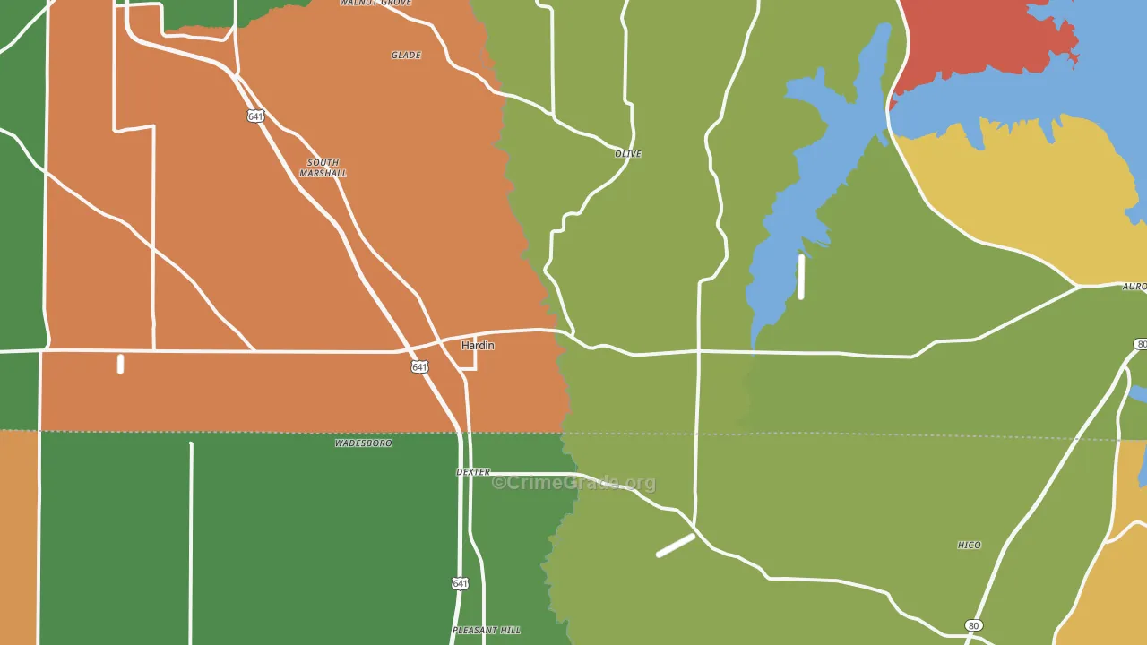 Hardin, KY Map of Theft Rates