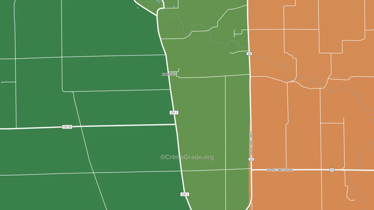 Harding, IL Map of Theft Rates