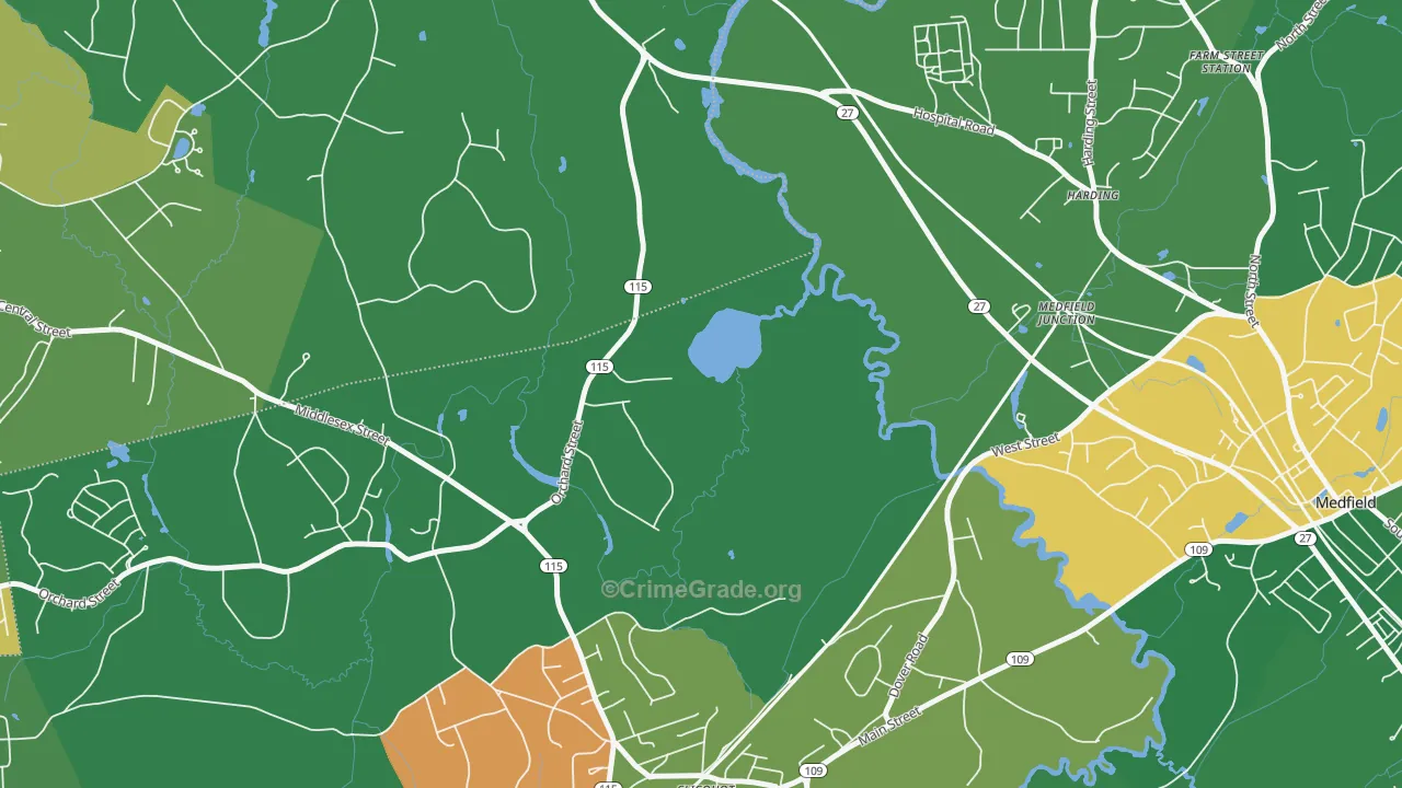 Harding, MA Map of Theft Rates