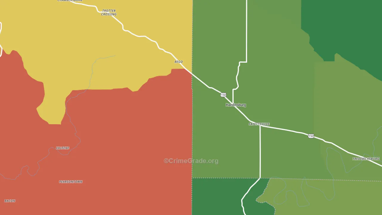 Hardinsburg, IN Map of Theft Rates