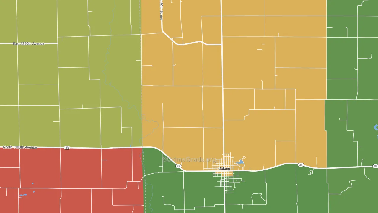 Hardinville, IL Map of Theft Rates