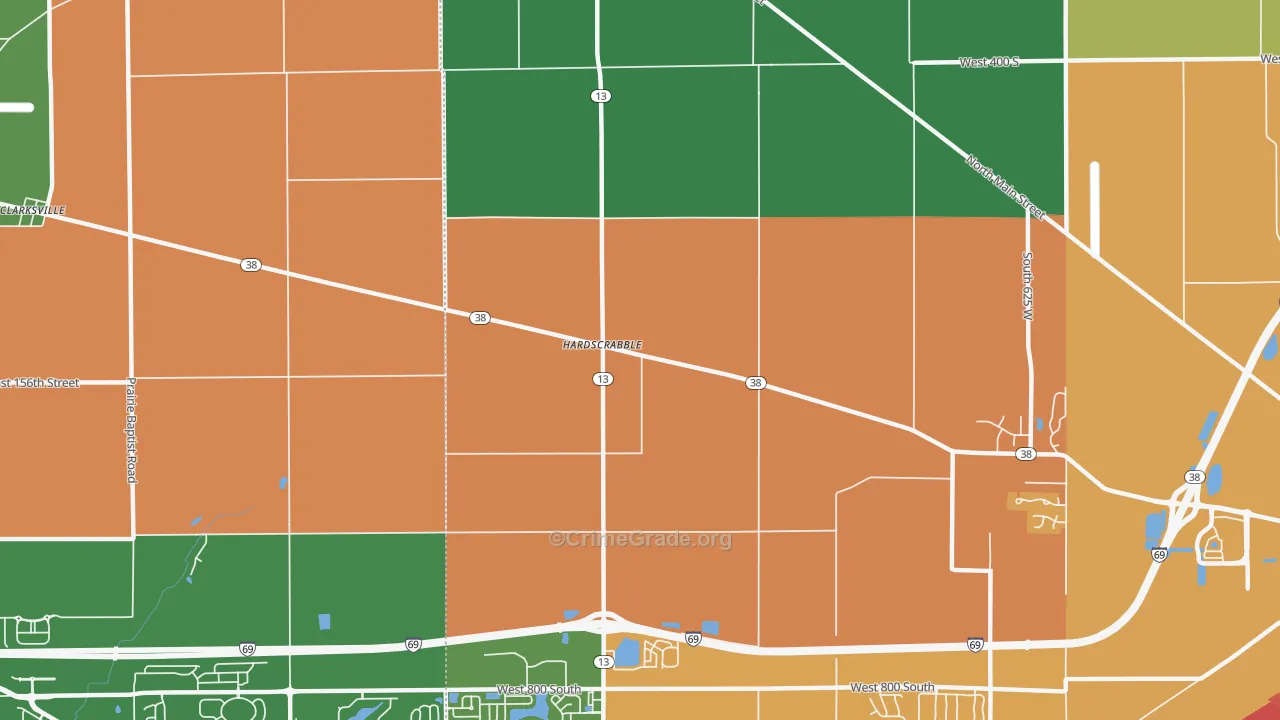 Hardscrabble, IN Map of Theft Rates