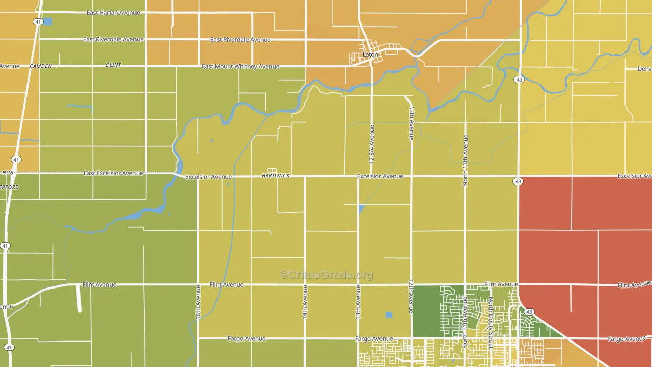 Hardwick, CA Map of Theft Rates