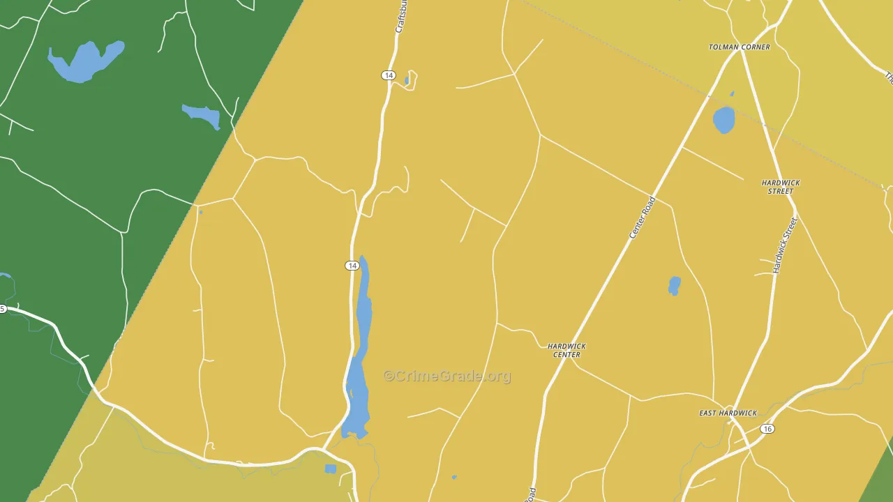 Hardwick Center, VT Map of Theft Rates