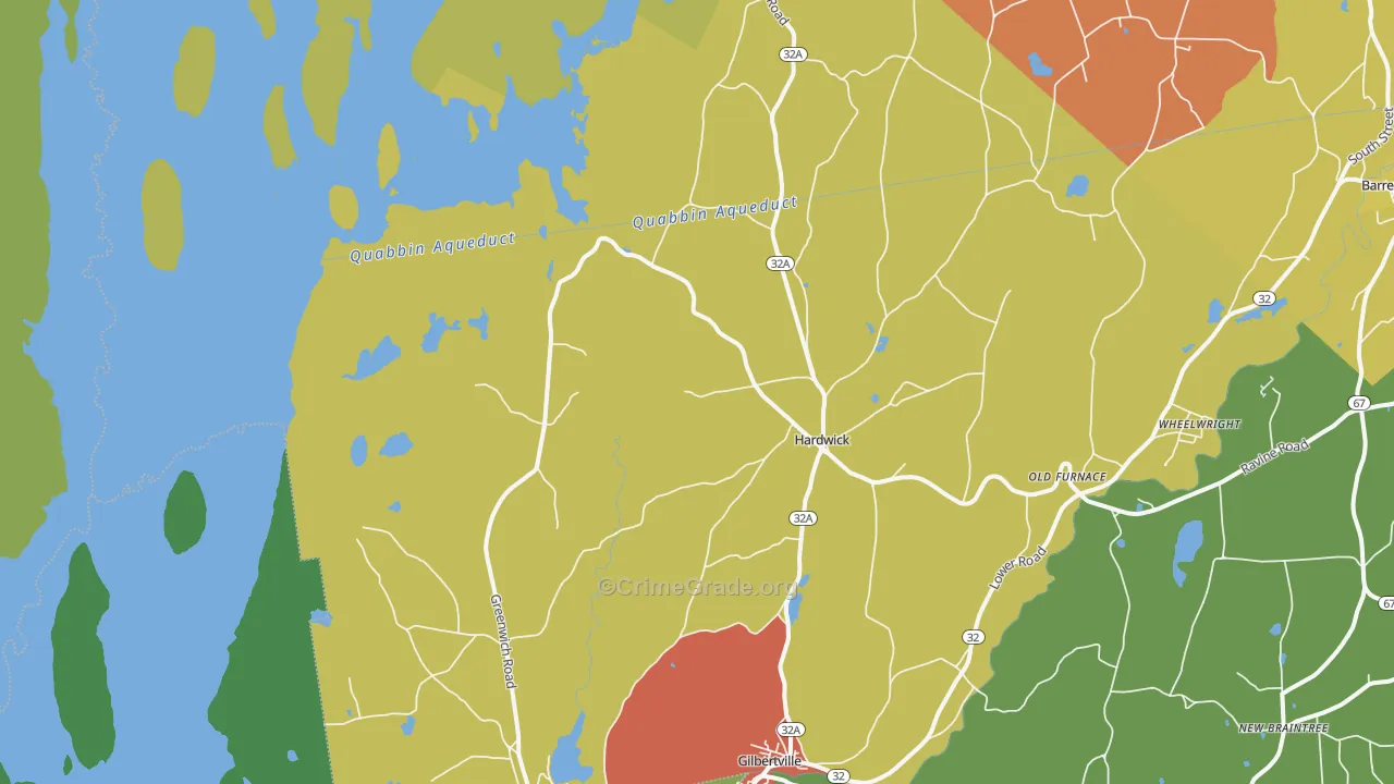 Hardwick, MA Map of Theft Rates