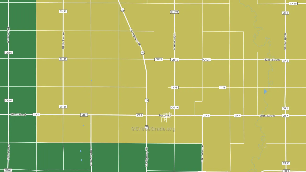 Hardwick, MN Map of Theft Rates