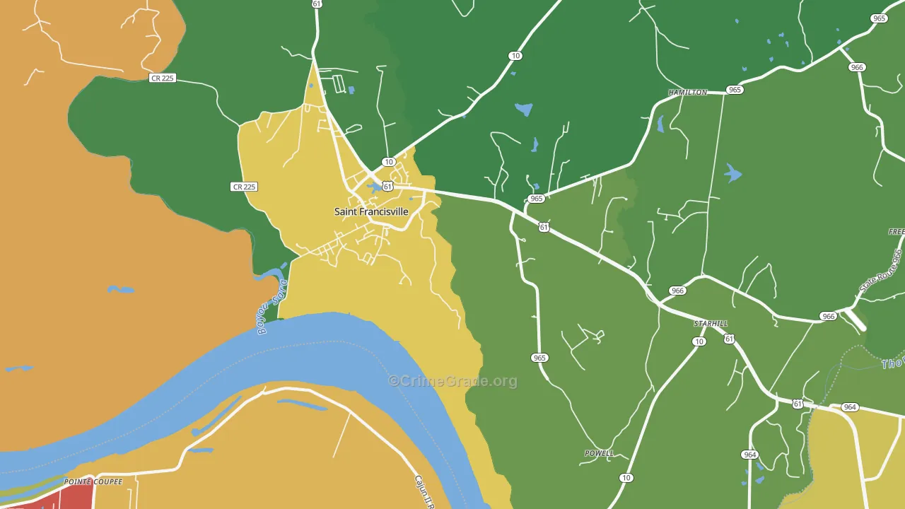 Hardwood, LA Map of Theft Rates