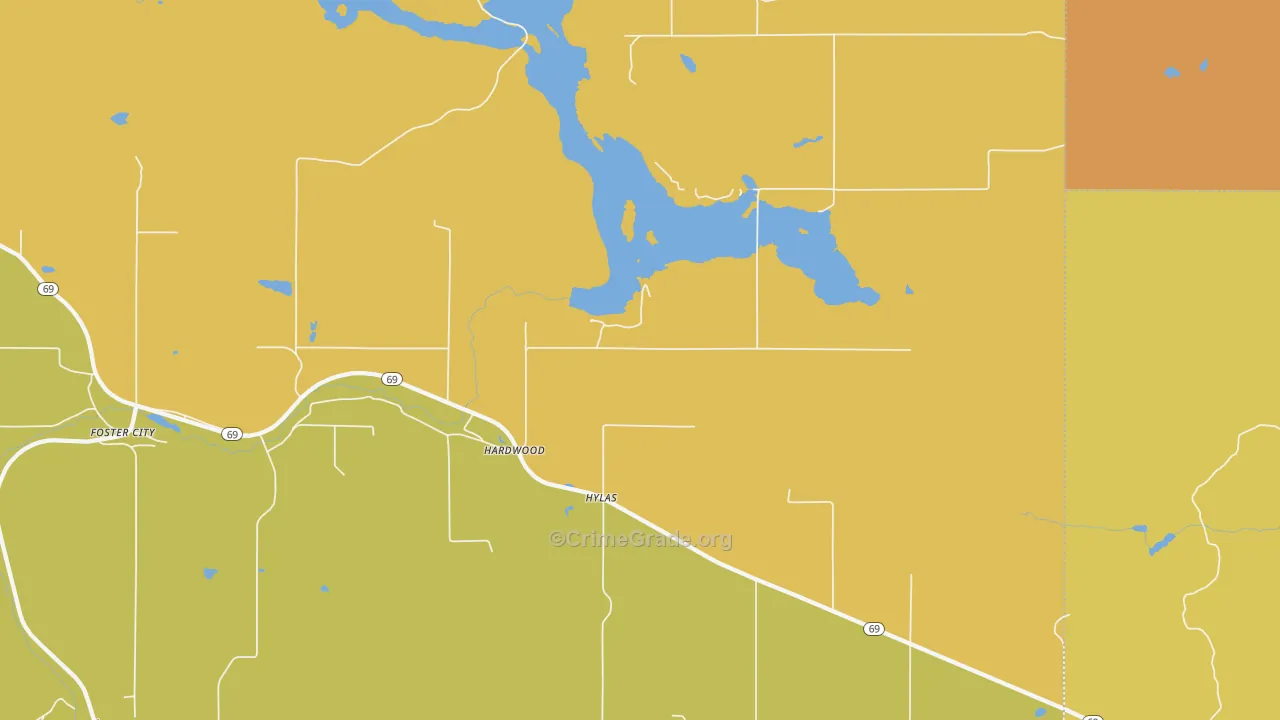 Hardwood, MI Map of Theft Rates