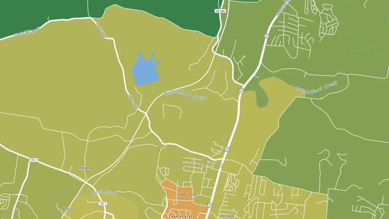 Hardy Acres, TN Map of Theft Rates