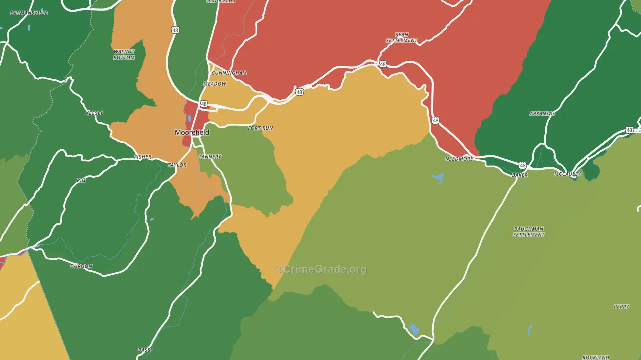Hardy County, WV Map of Theft Rates