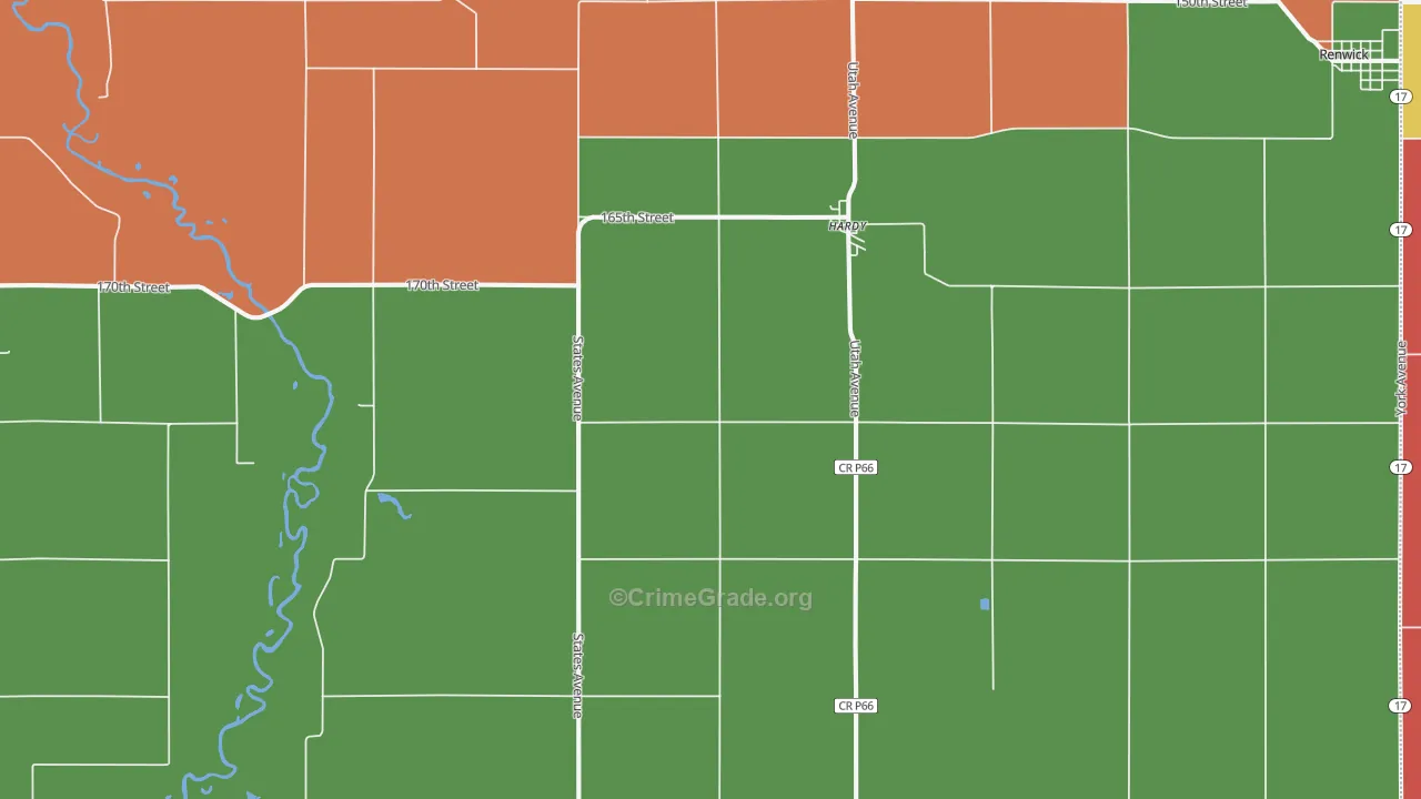 Hardy, IA Map of Theft Rates