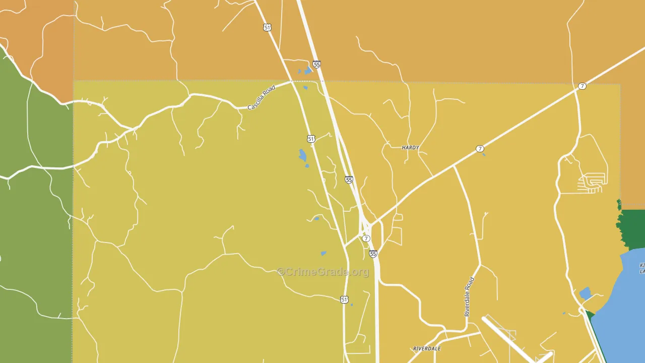 Hardy, MS Map of Theft Rates