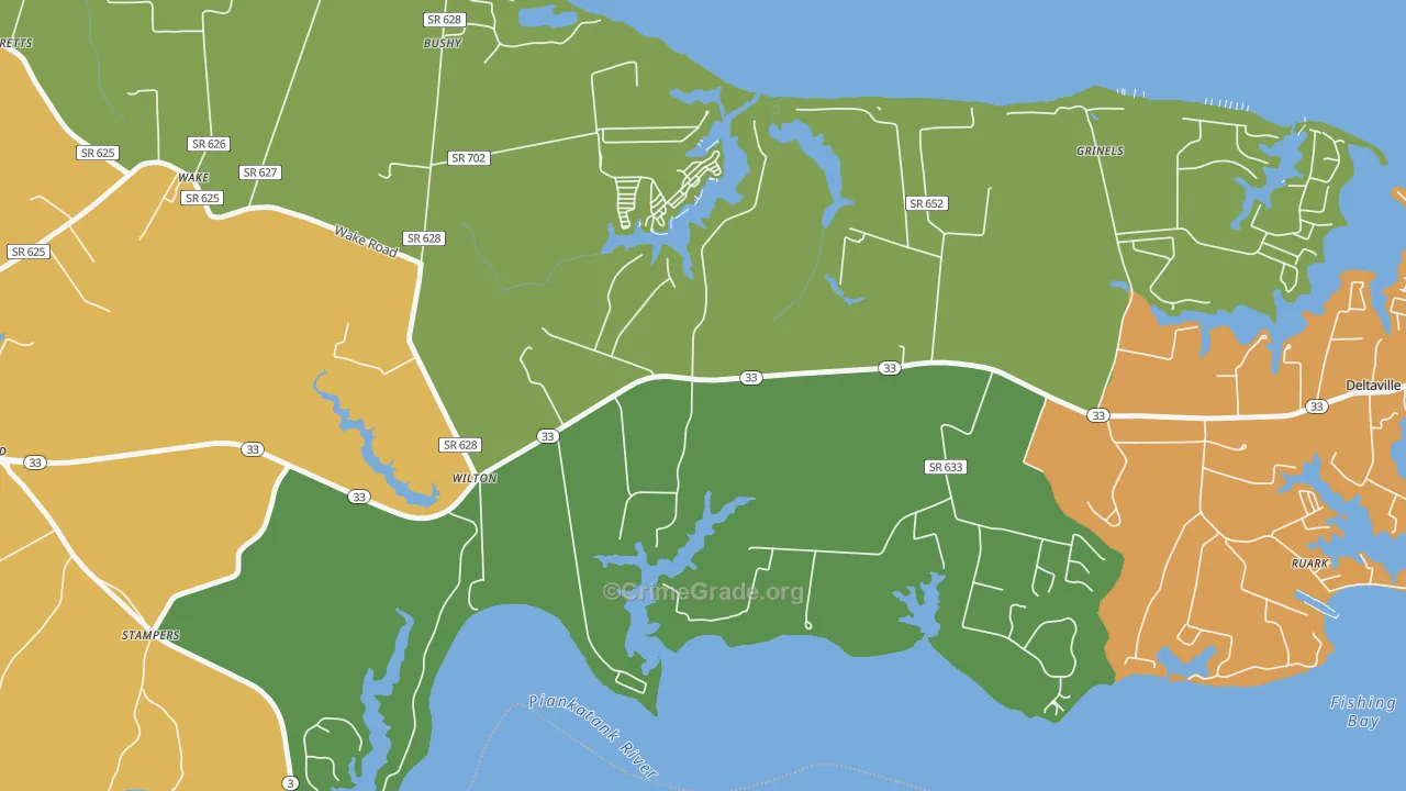 Hardyville, VA Map of Theft Rates