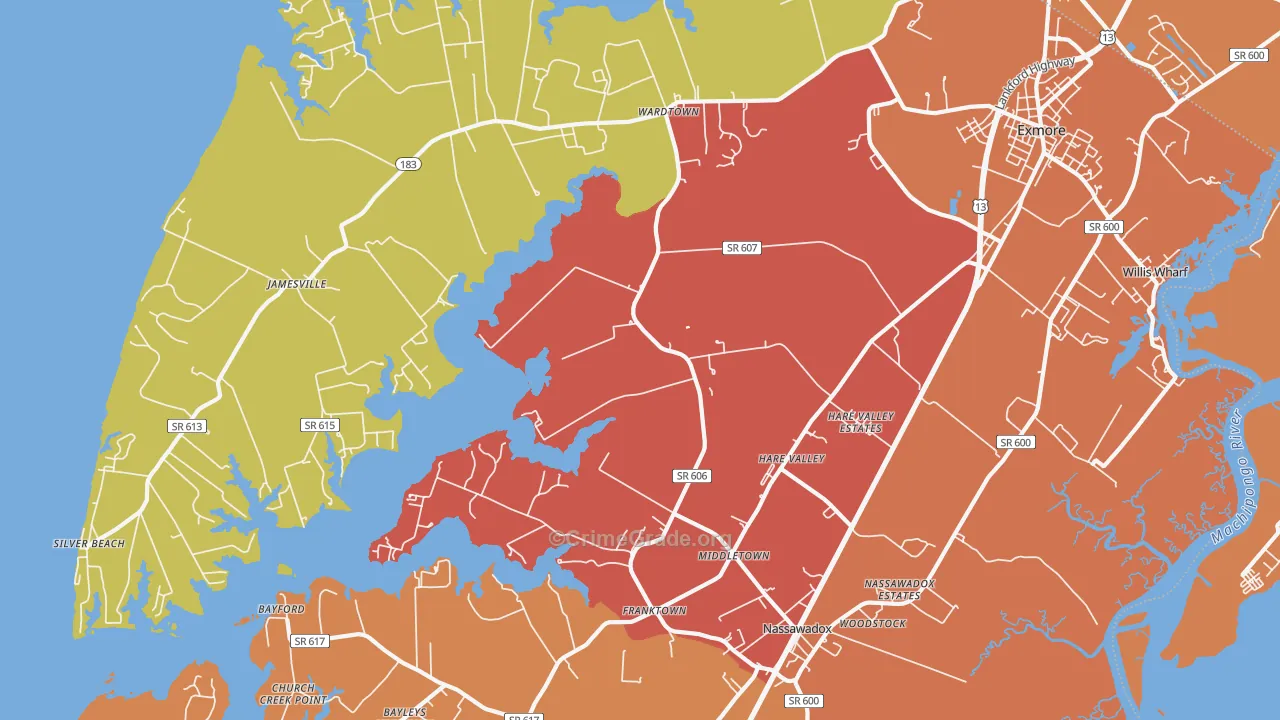Hare Valley, VA Map of Theft Rates